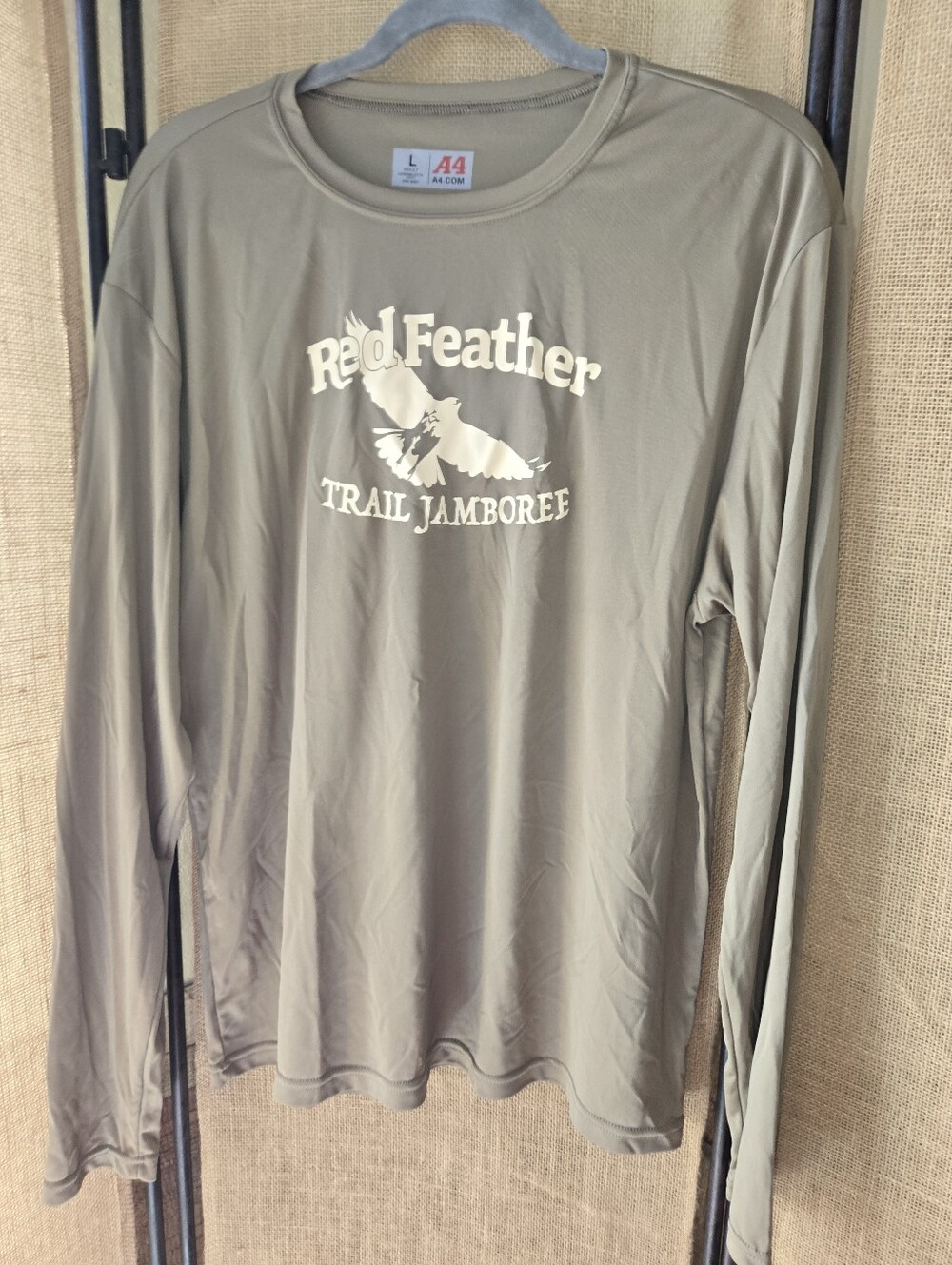Red Featger Trail Jamboree 2023 Ft Collins Men's Long-Sleeve Event Shirt L Tan
